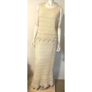 Double D Ranch Ivory Chunky Knit Set L Sleeveless Top & Maxi Skirt Cotton
